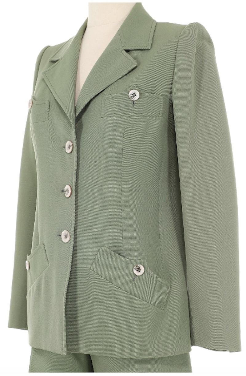 Alaia Green Jacket With Matching Pants & Skirt In Excellent Condition For Sale In New York, NY