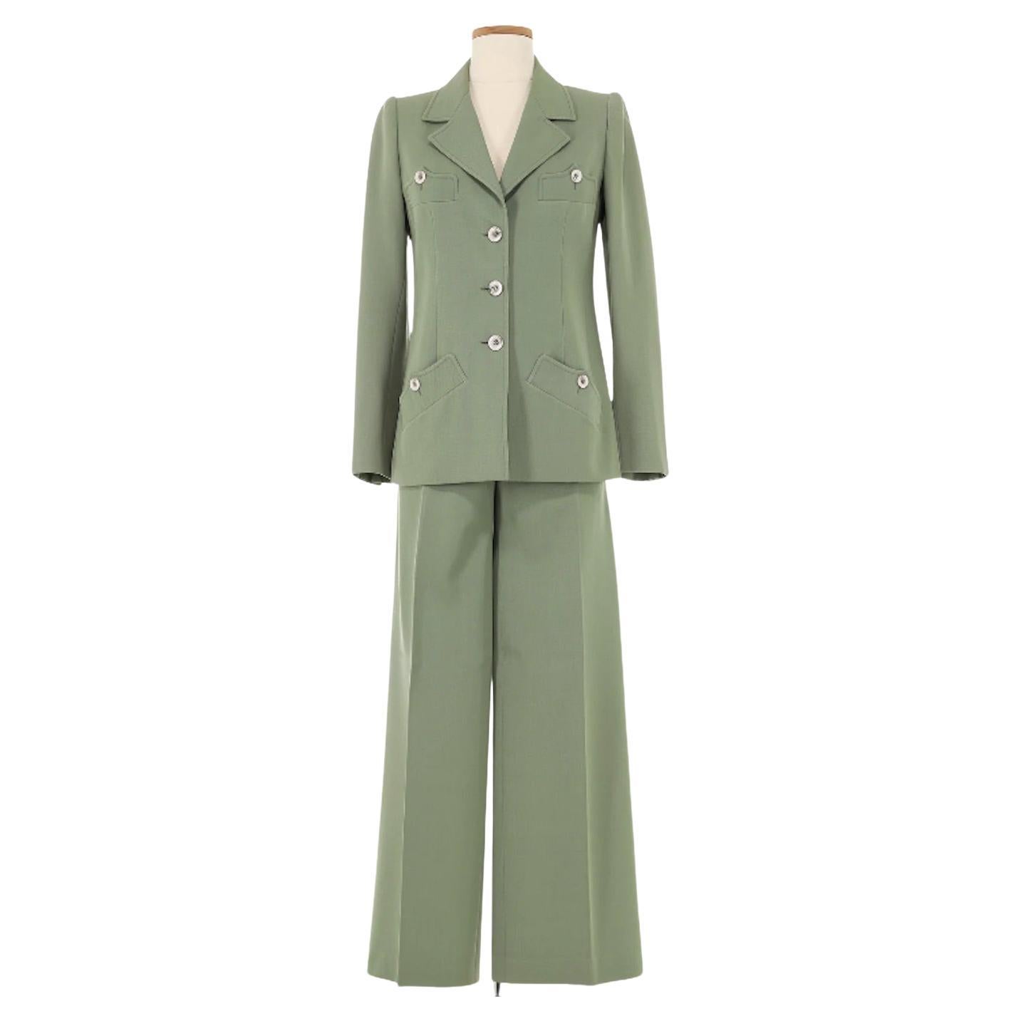 Alaia Green Jacket With Matching Pants & Skirt For Sale