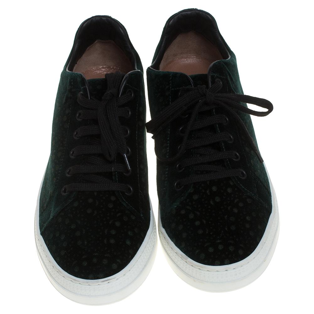 Black Alaia Green Laser Print Suede Low Top Sneakers Size 39 For Sale