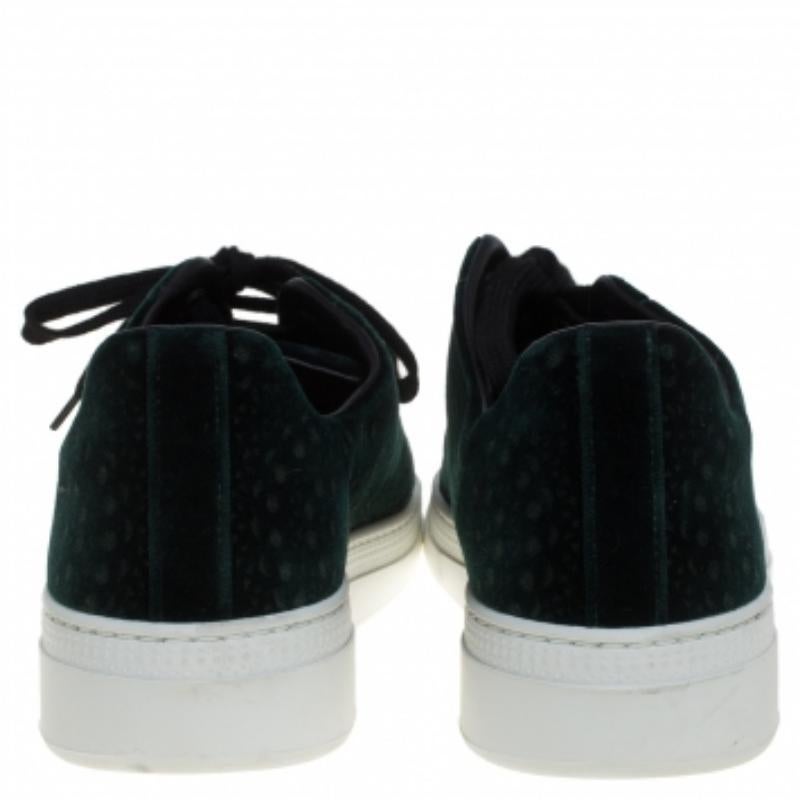 Alaia Green Laser Print Velvet Low Top Sneakers Size 39 For Sale 1