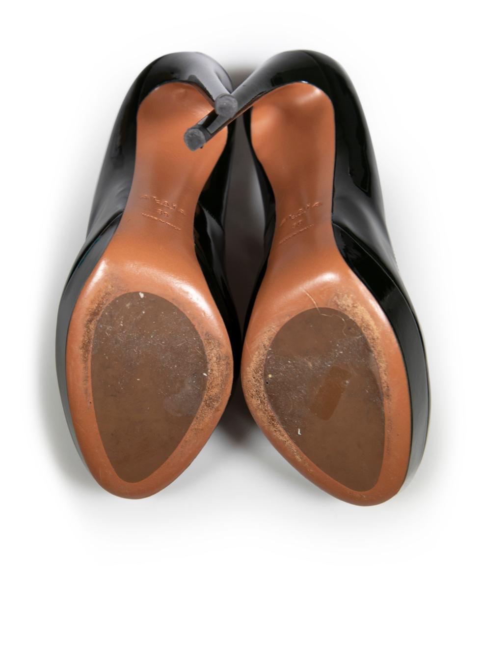 Women's Alaïa Green Patent Leather Platform Heels Size IT 39 For Sale