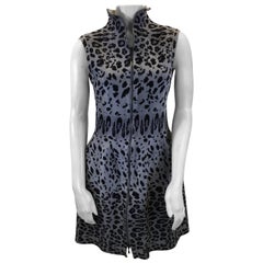 Alaia Grey and Black Animal Print Zip Up Dress