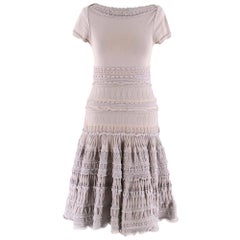 Alaia Grey Fit & Flare Ruffle Trim Dress XS 36