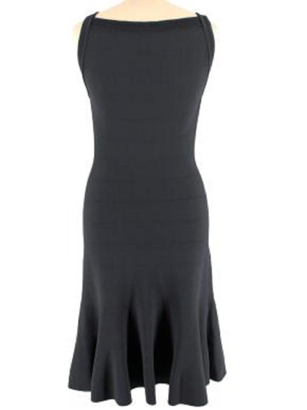 Alaia Grey Fit & Flare Stretch Knit Dress In Excellent Condition For Sale In London, GB
