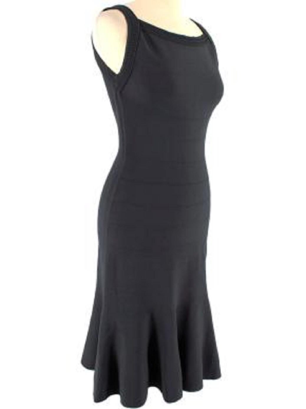 Women's Alaia Grey Fit & Flare Stretch Knit Dress For Sale