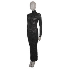 ALAIA grey silk 2026 FLORAL JACQUARD KNIT Dress 36 XS