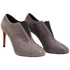 ALAIA  Grey Suede Studded Booties Size 39