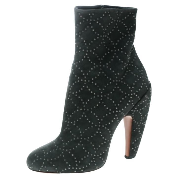 Alaia Botines de ante gris con adornos de tachuelas Talla 37