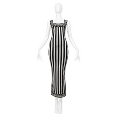 Alaia Iconic Black & White Striped Maxi Dress With Open Back 1992