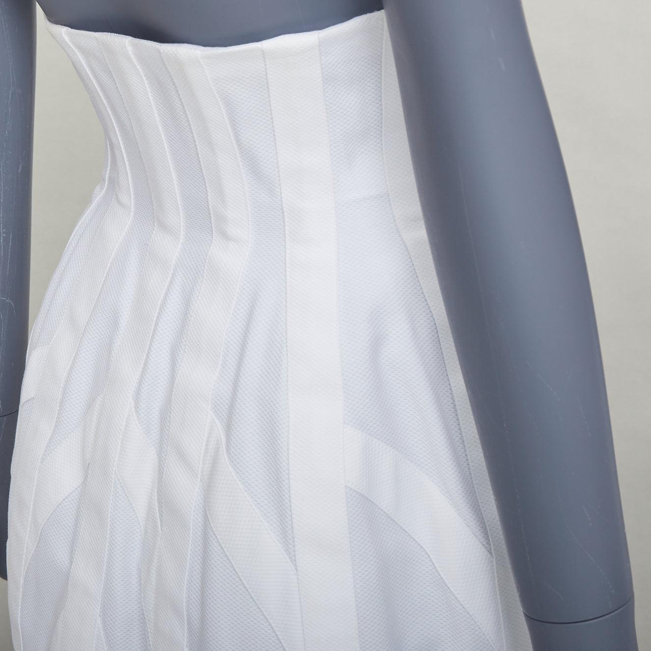 ALAIA ivoire 100% coton jupe taille haute évasée corsetée FR38 M en vente 3
