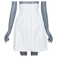 ALAIA ivoire 100% coton jupe taille haute évasée corsetée FR38 M