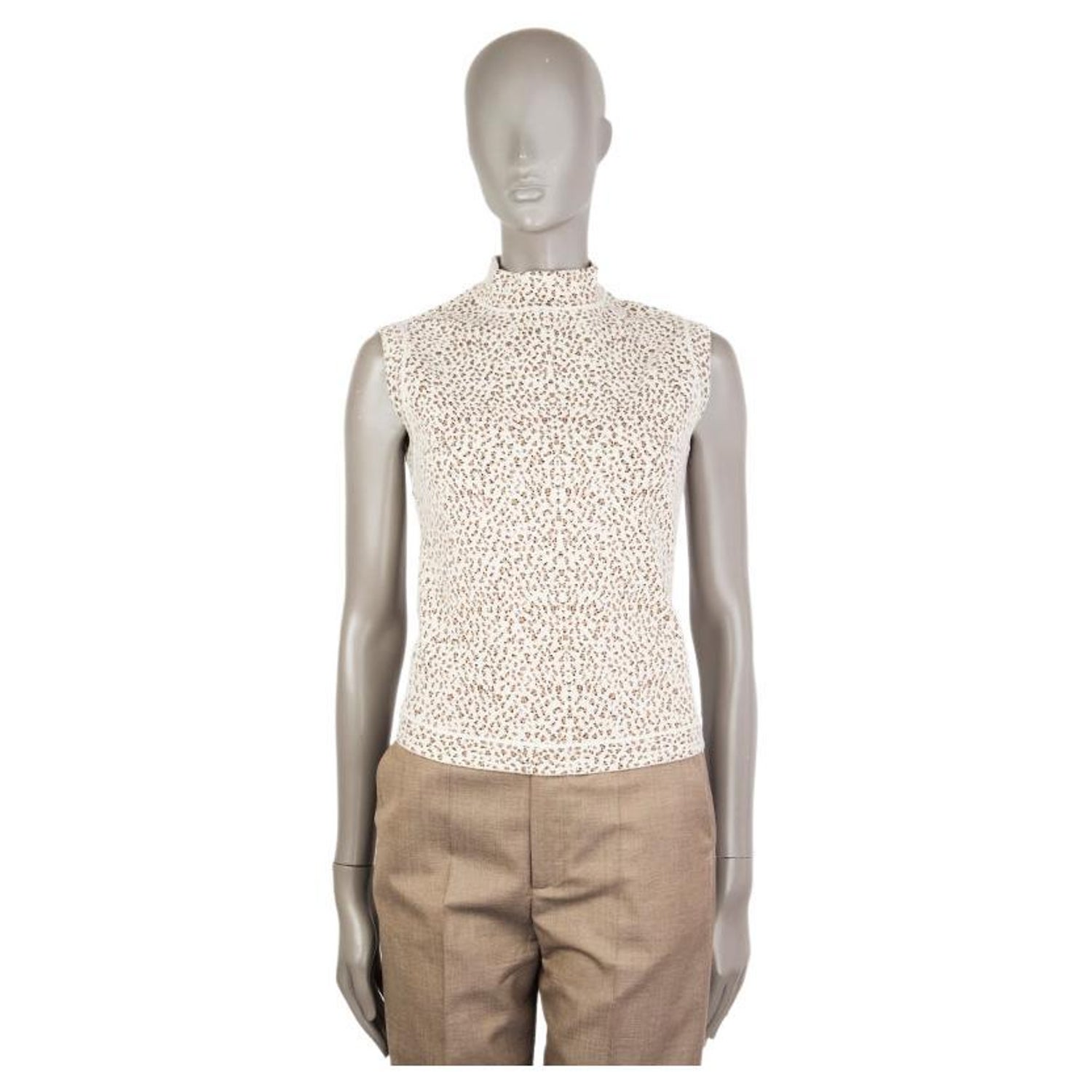 Alaia Ivory And Beige Leopard Chenille Sleeveless Turtleneck Sweater S For Sale At 1stdibs