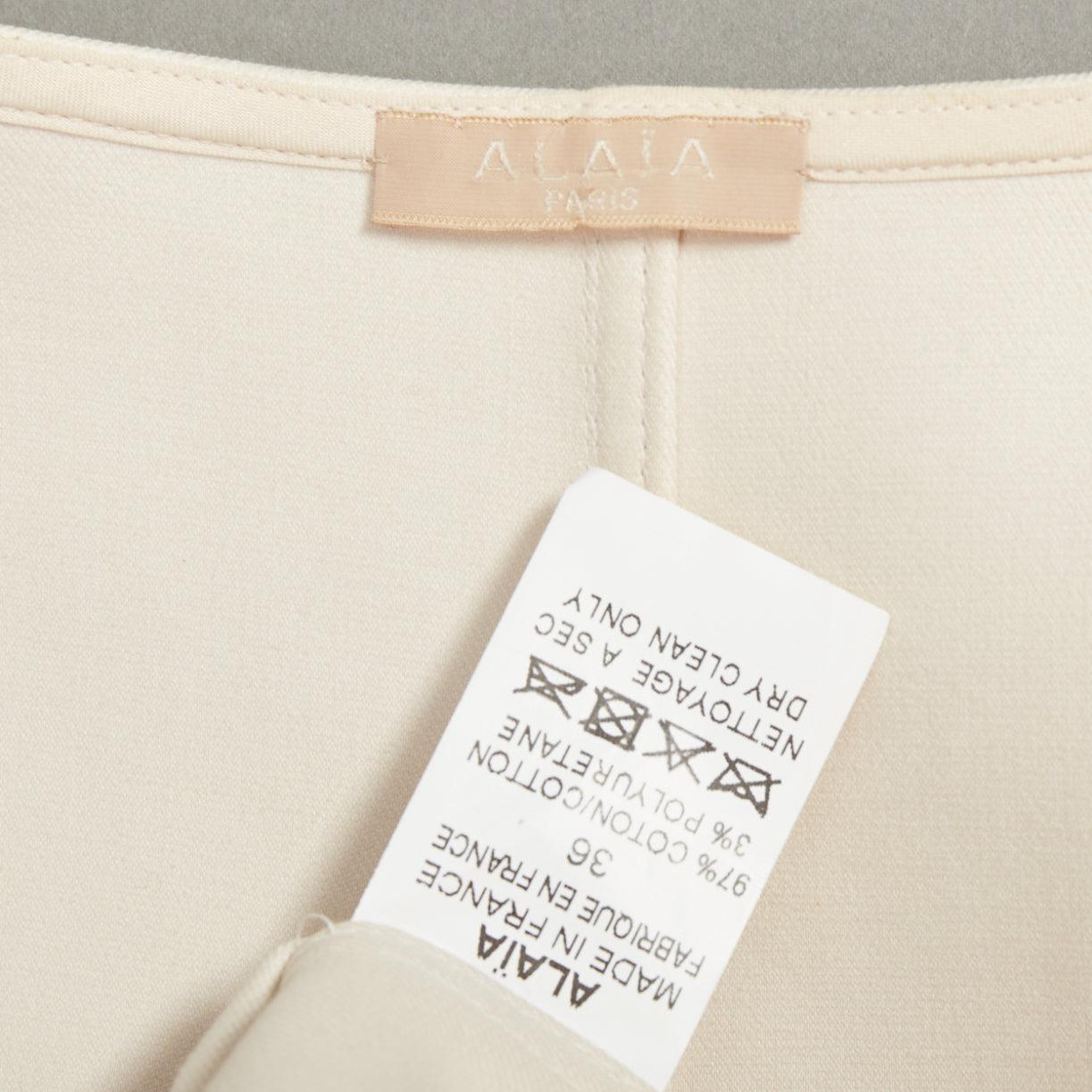 ALAIA ivoire coton 2 voies zippé devant désossé  robe tulipe à bulles FR36 S en vente 3