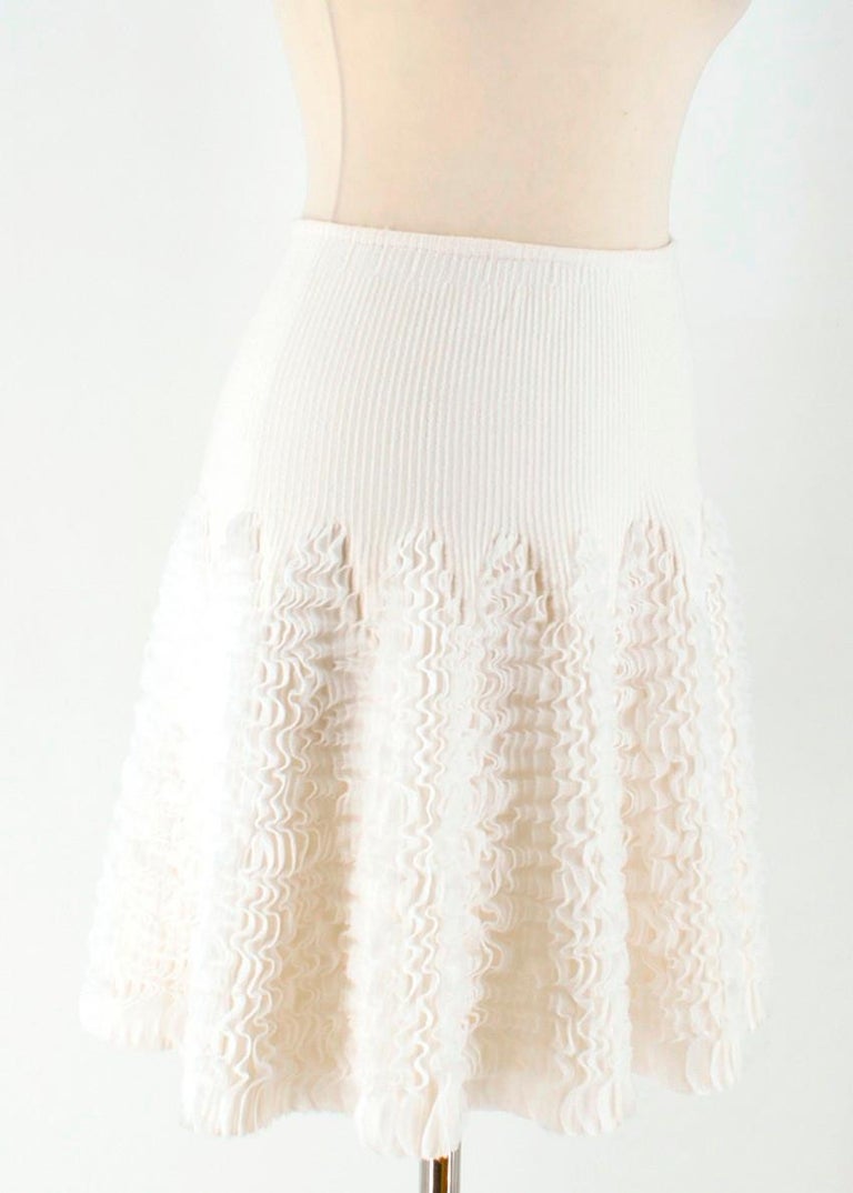 Alaia ivory ruffletrimmed stretchknit mini skirt US 6 For Sale at 1stdibs