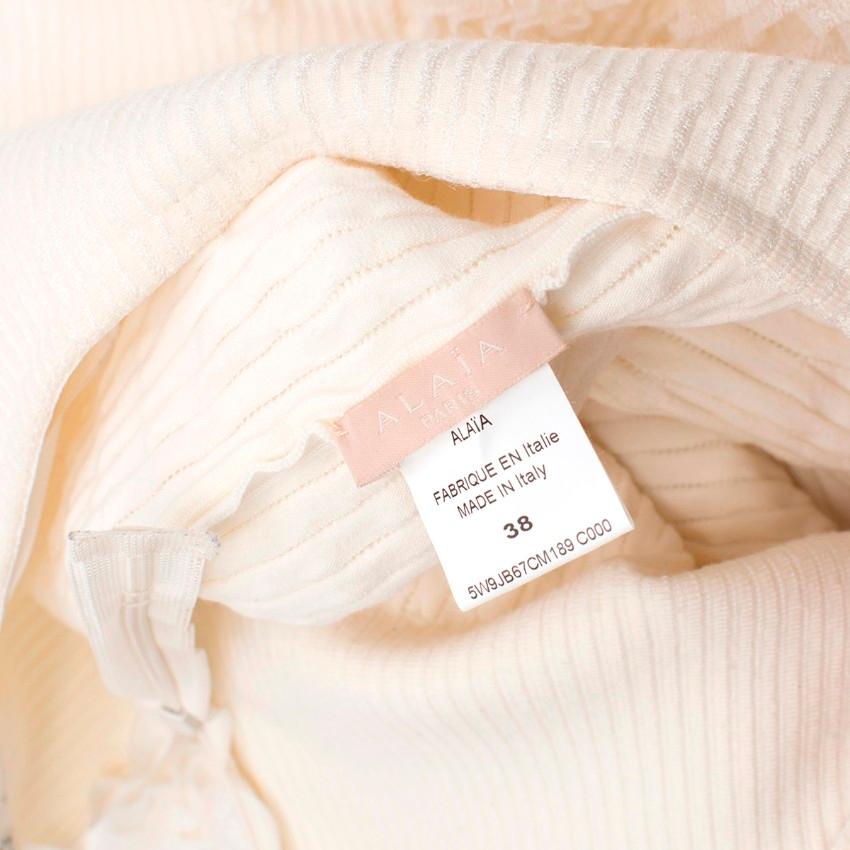 Alaia ivory ruffle-trimmed stretch-knit mini skirt US 6 2