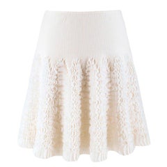 Alaia ivory ruffle-trimmed stretch-knit mini skirt US 6