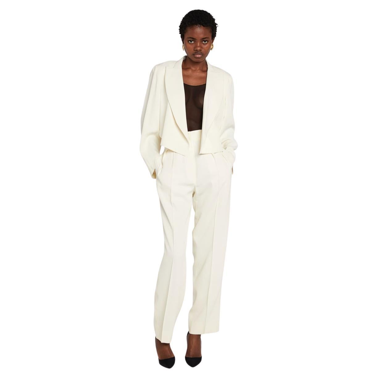Alaïa Ivory Suit with Cropped Jacket S/S 1985 For Sale