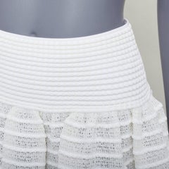 ALAIA - Jupe évasée en tricot horizontal, ivoire, mélange de viscose FR36 S