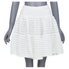 ALAIA - Jupe évasée en tricot horizontal, ivoire, mélange de viscose FR36 S