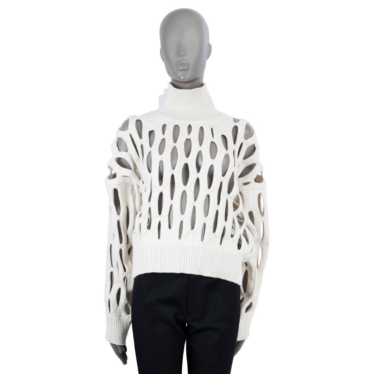 Gray ALAIA ivory wool 2022 CUT-OUT TURTLENECK Sweater 40 M For Sale