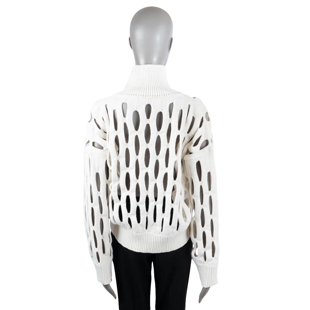 Women's ALAIA ivory wool 2022 CUT-OUT TURTLENECK Sweater 40 M For Sale