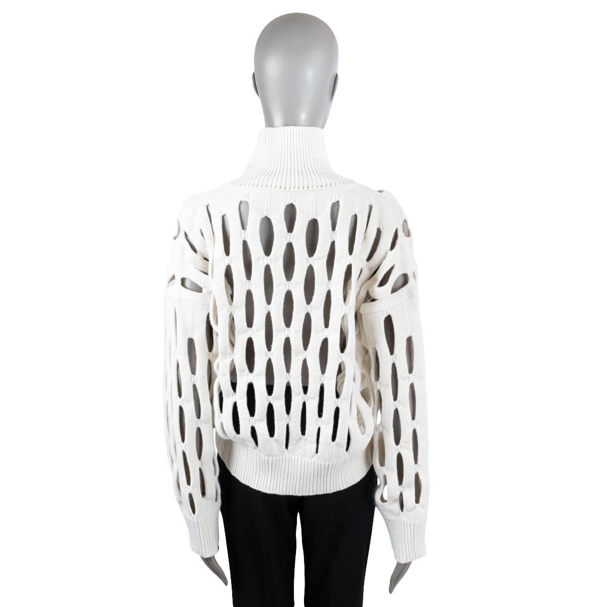 Women's ALAIA ivory wool 2022 CUT-OUT TURTLENECK Sweater 40 M