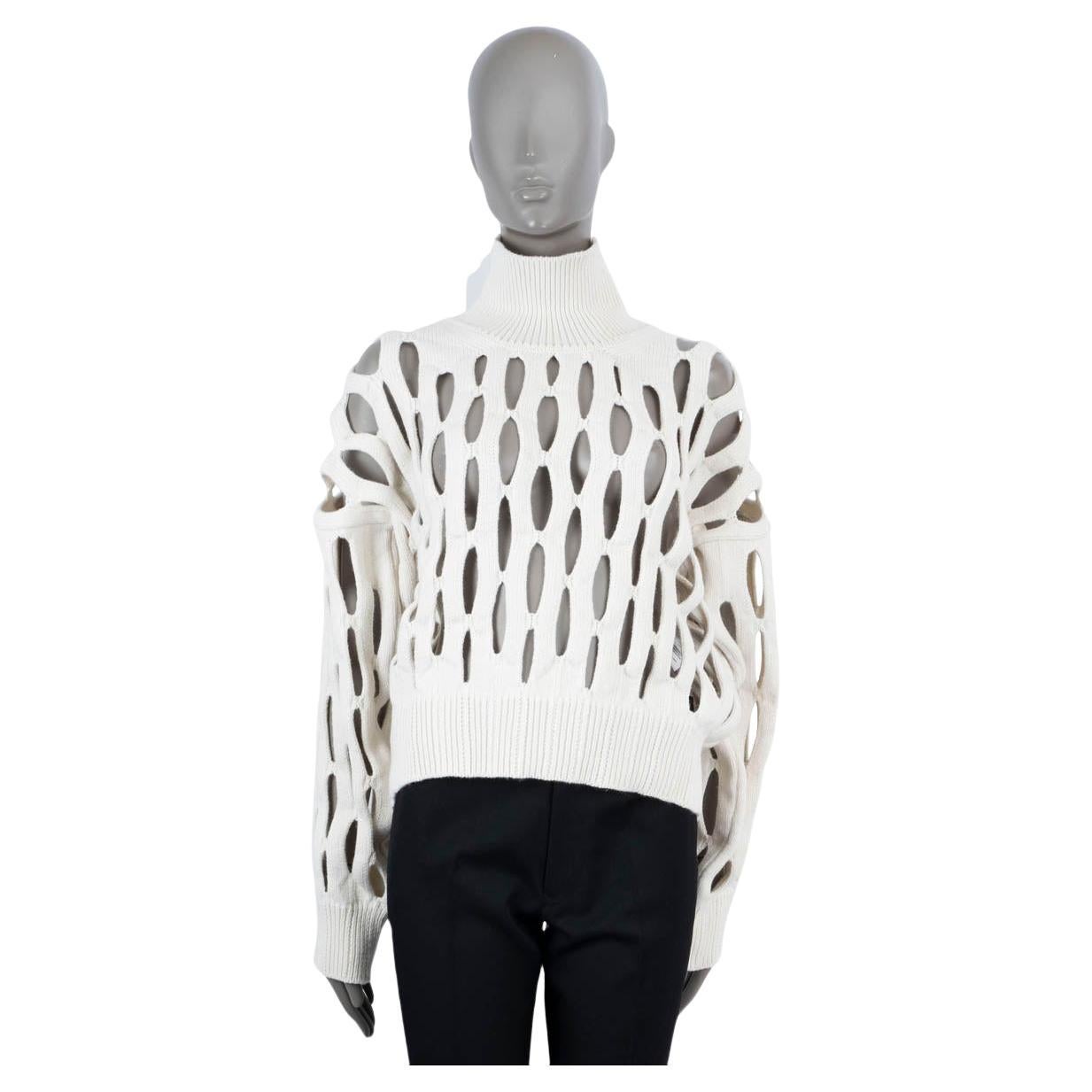 ALAIA ivory wool 2022 CUT-OUT TURTLENECK Sweater 40 M For Sale
