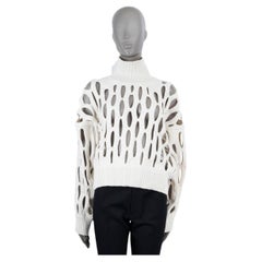 ALAIA ivory wool 2022 CUT-OUT TURTLENECK Sweater 40 M