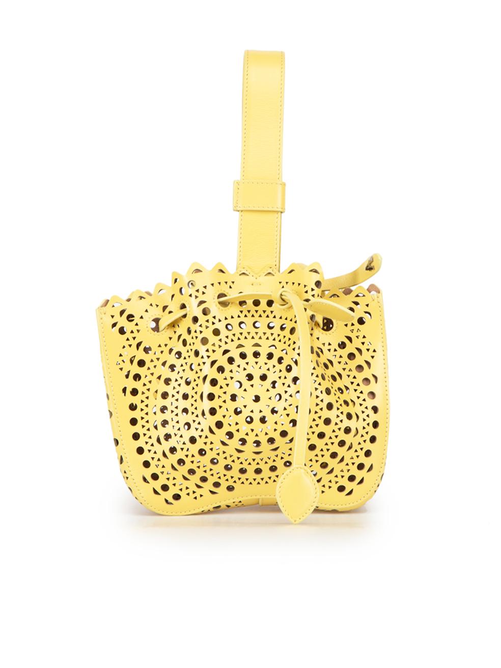 Alaïa Jaune Citron Leather Rose Marie Mini Vienne Clutch In New Condition In London, GB