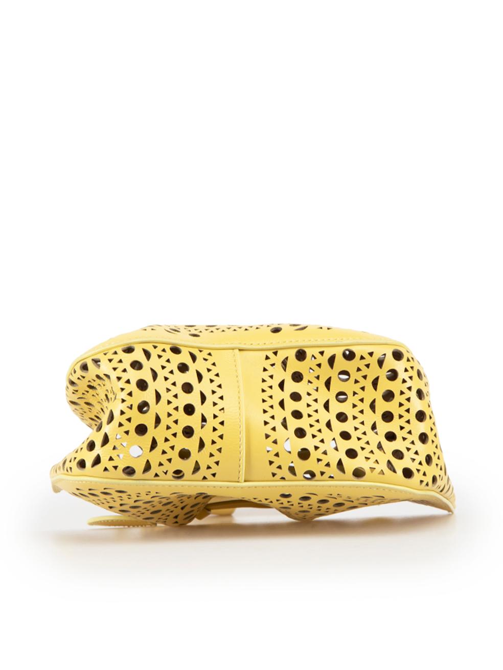 Women's Alaïa Jaune Citron Leather Rose Marie Mini Vienne Clutch