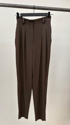 Alaïa Khaki Front Pleated Trousers from the 1980s