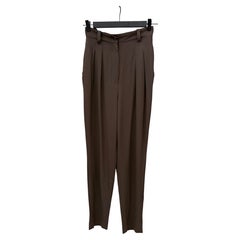 Alaïa Khaki Front Pleated Trousers from the 1980s