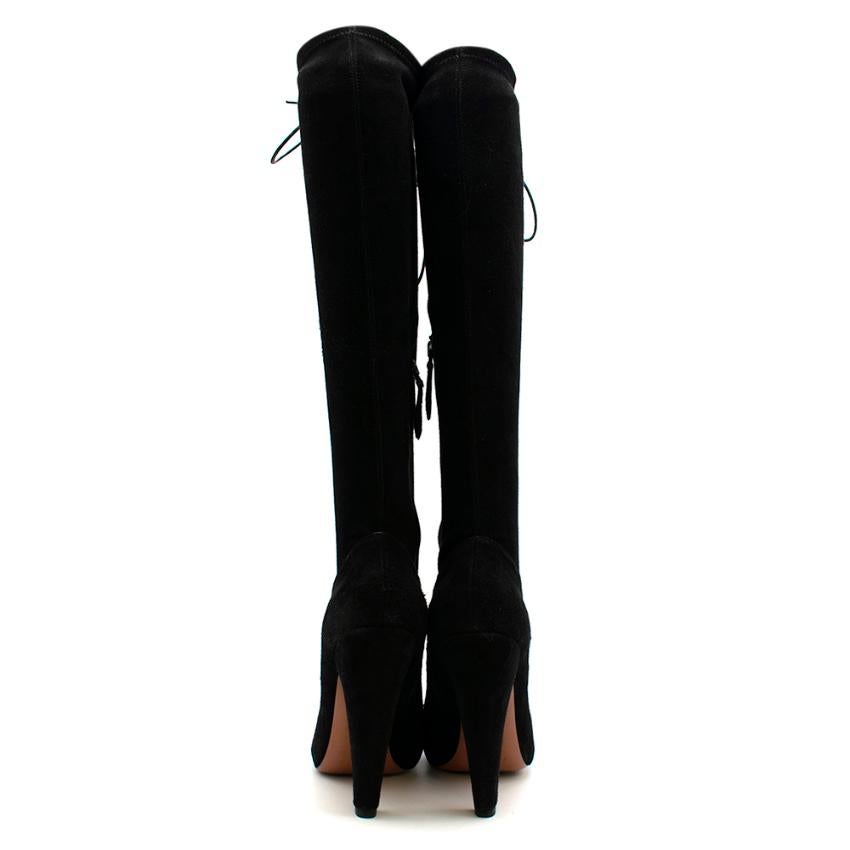 suede lace up boots knee high