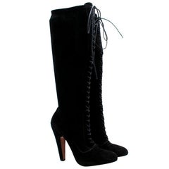 Alaia Knee High Suede Lace-Up Boots 39.5