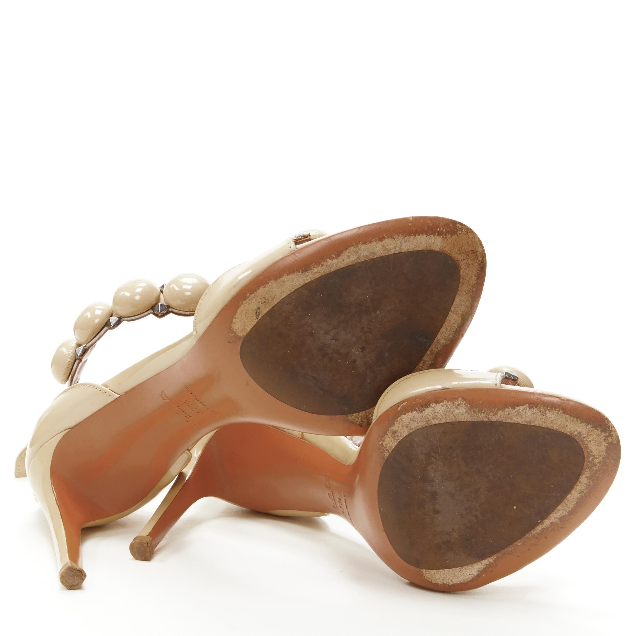 ALAIA La Bombe ball embellished studded nude patent high heel sandal EU37.5 For Sale 4