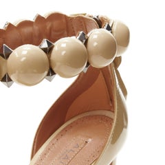 ALAIA La Bombe ball embellished studded nude patent high heel sandal EU37.5