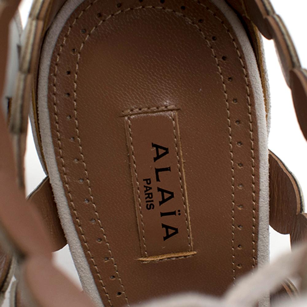 Alaia Laser-cut Leather & Suede Sandals SIZE 37 2