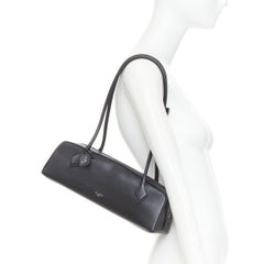 ALAIA Le Teckel black leather elongated long handle double zip bag