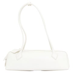 ALAIA Le Teckel Medium off white goat leather long handle east west shoulder bag