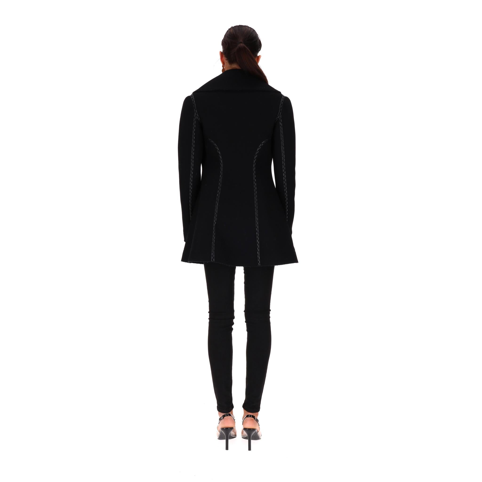 Alaia Leather Trimmed Tailored Wool Coat In condizioni ottime in vendita a London, GB