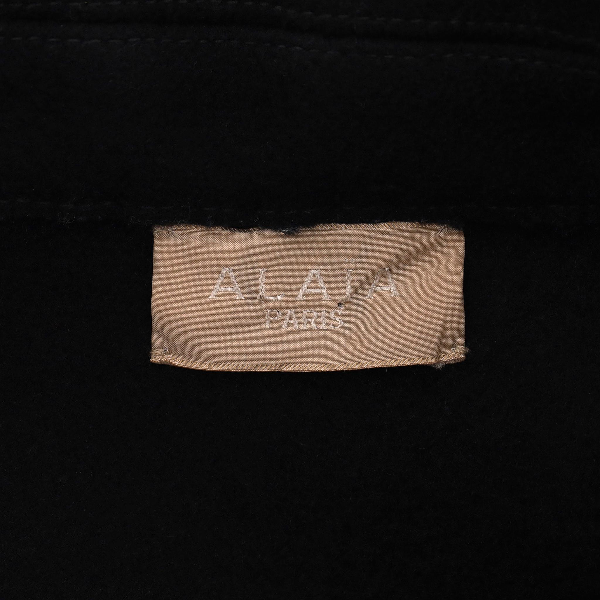 Alaia Leather Trimmed Tailored Wool Coat in vendita 2