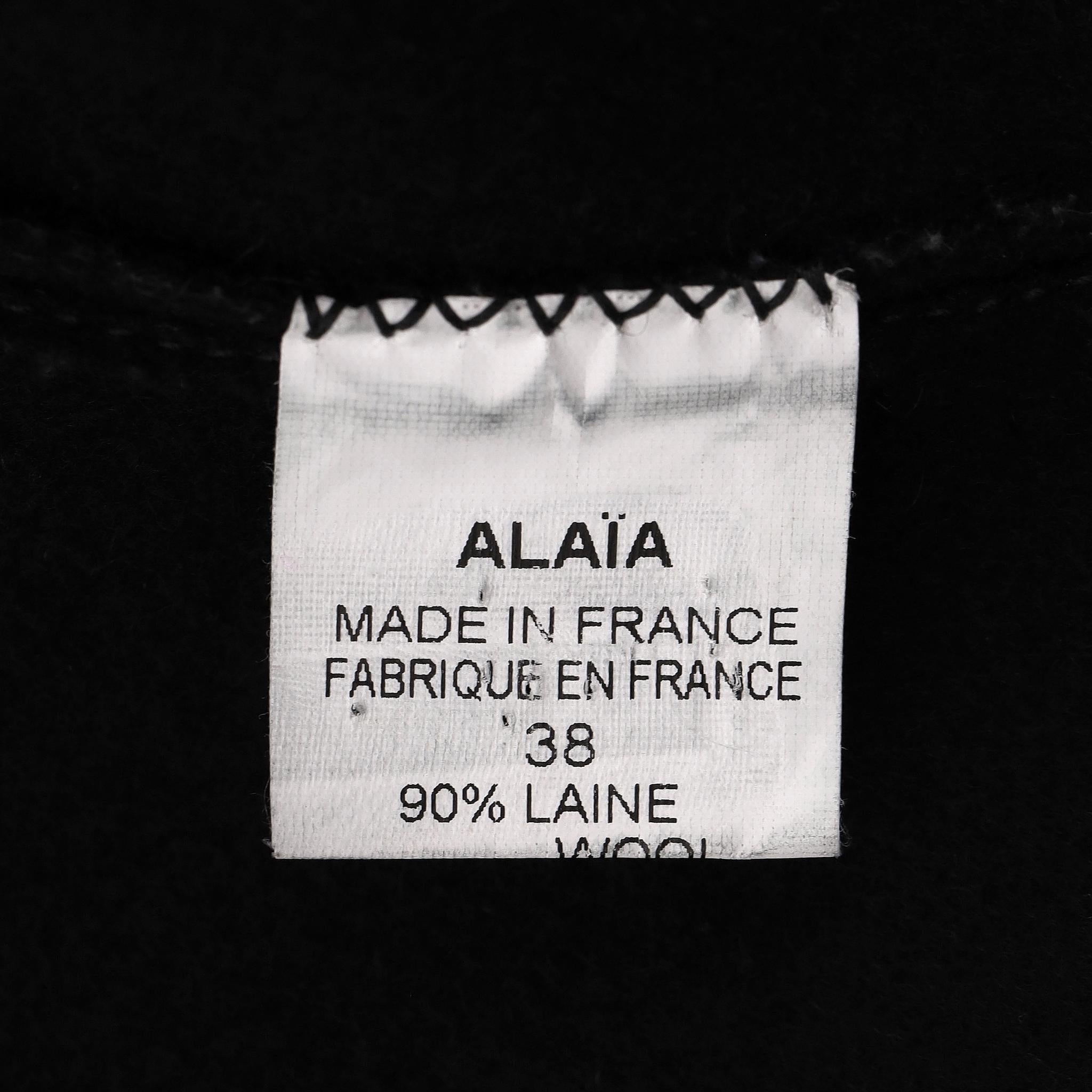 Alaia Leather Trimmed Tailored Wool Coat in vendita 3