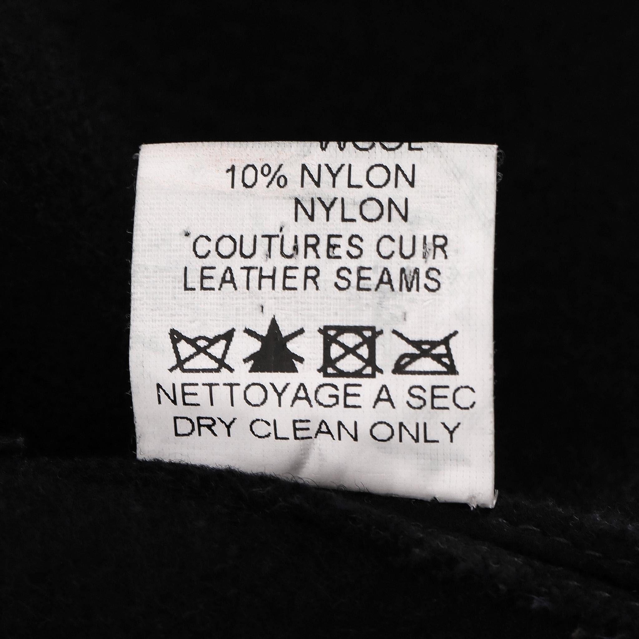 Alaia Leather Trimmed Tailored Wool Coat in vendita 4