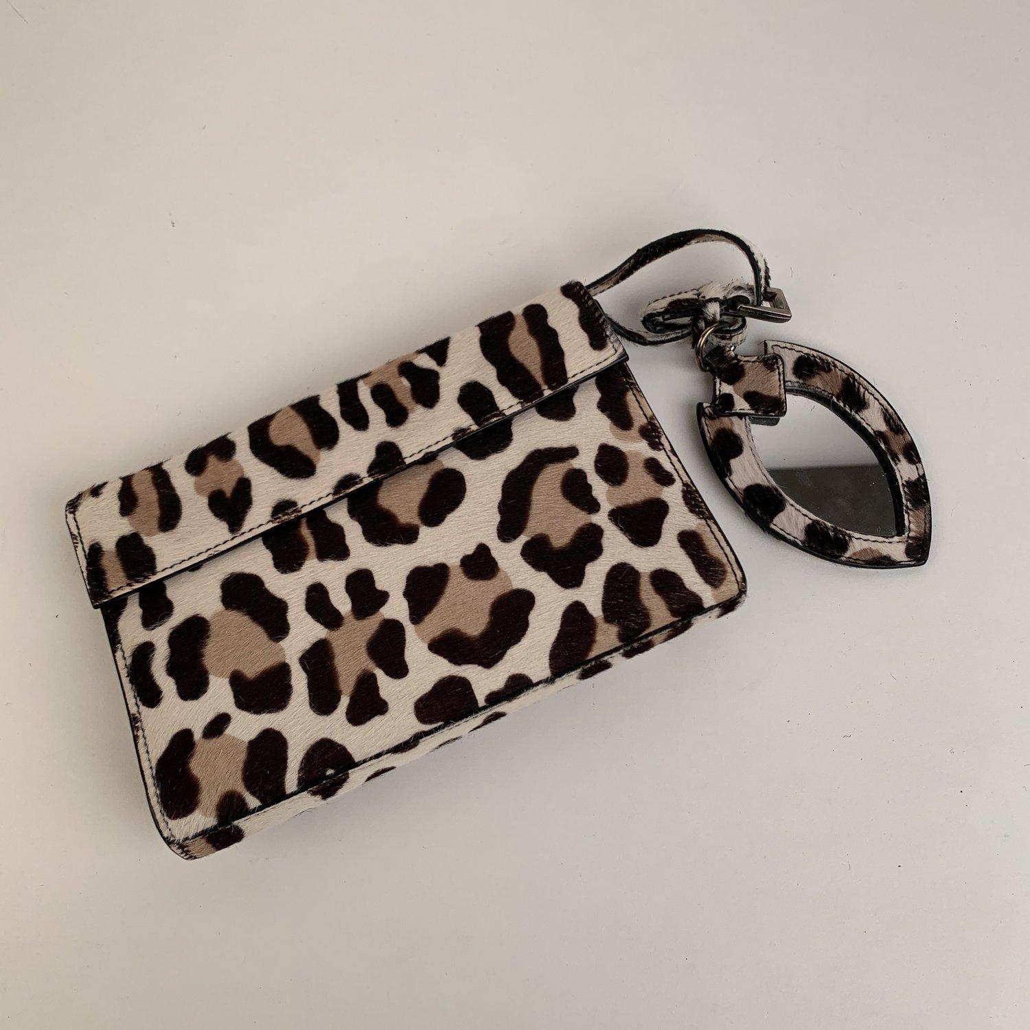 Alaia Leopard Animalier Pony Hair Clutch Bag Handbag In Excellent Condition In Rome, Rome