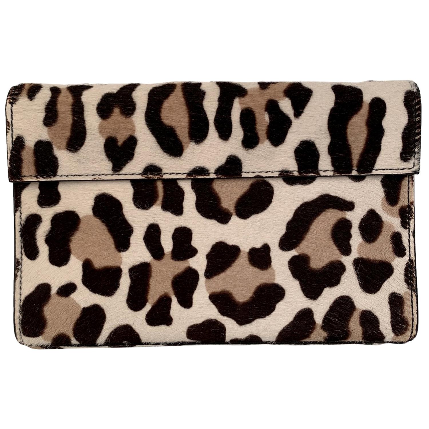 Alaia Leopard Animalier Pony Hair Clutch Bag Handbag