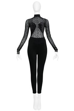 Alaia Leopard Lace & Velvet Bodysuit Ensemble 1991