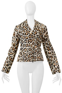 Alaia Leopard Print Ponyskin Motorcycle Jacket