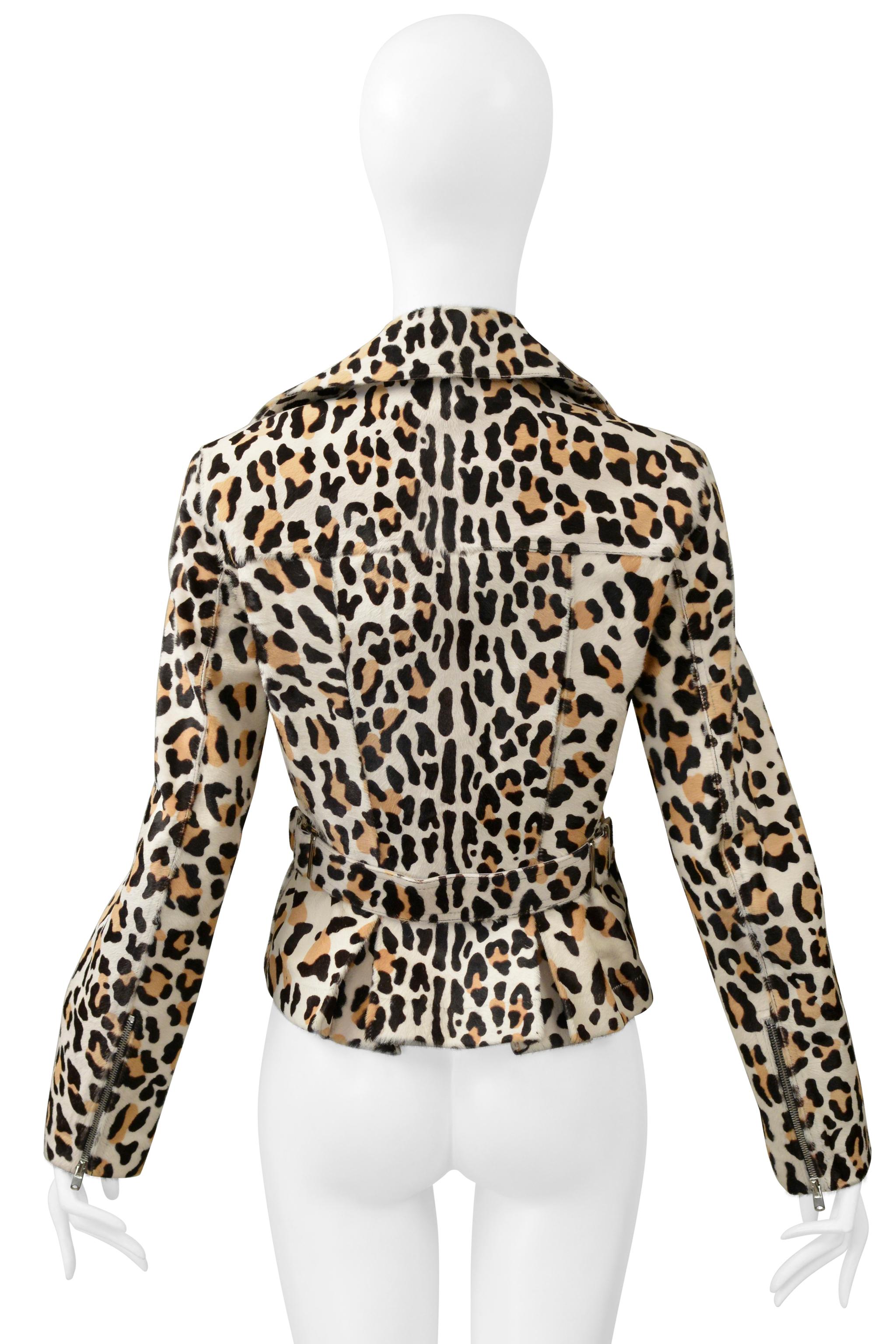 Women's Alaia Leopard Print Ponyskin Motorcycle Jacket For Sale
