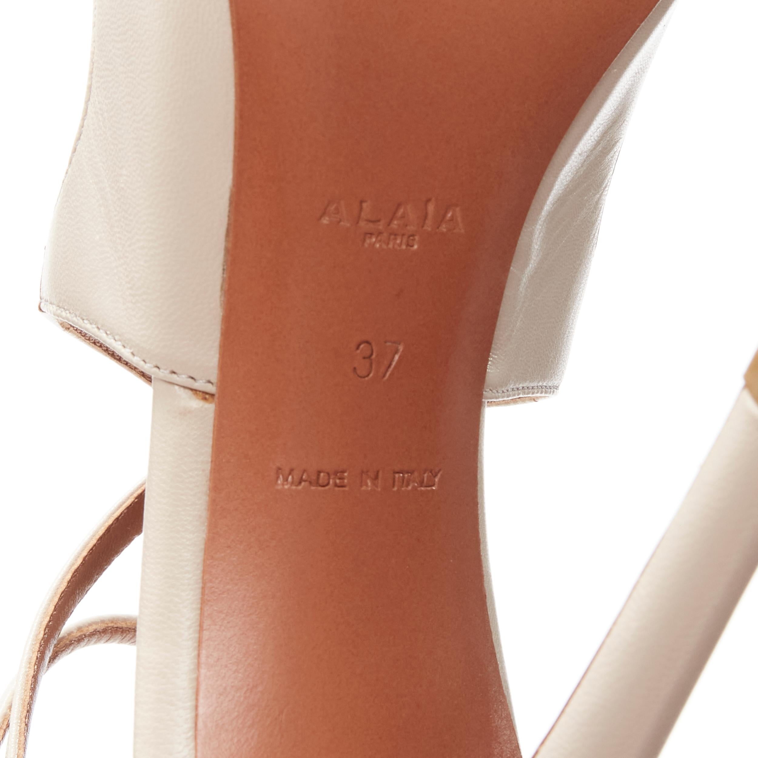 ALAIA light grey leather open toe cross strap high heel sandals EU37 For Sale 4