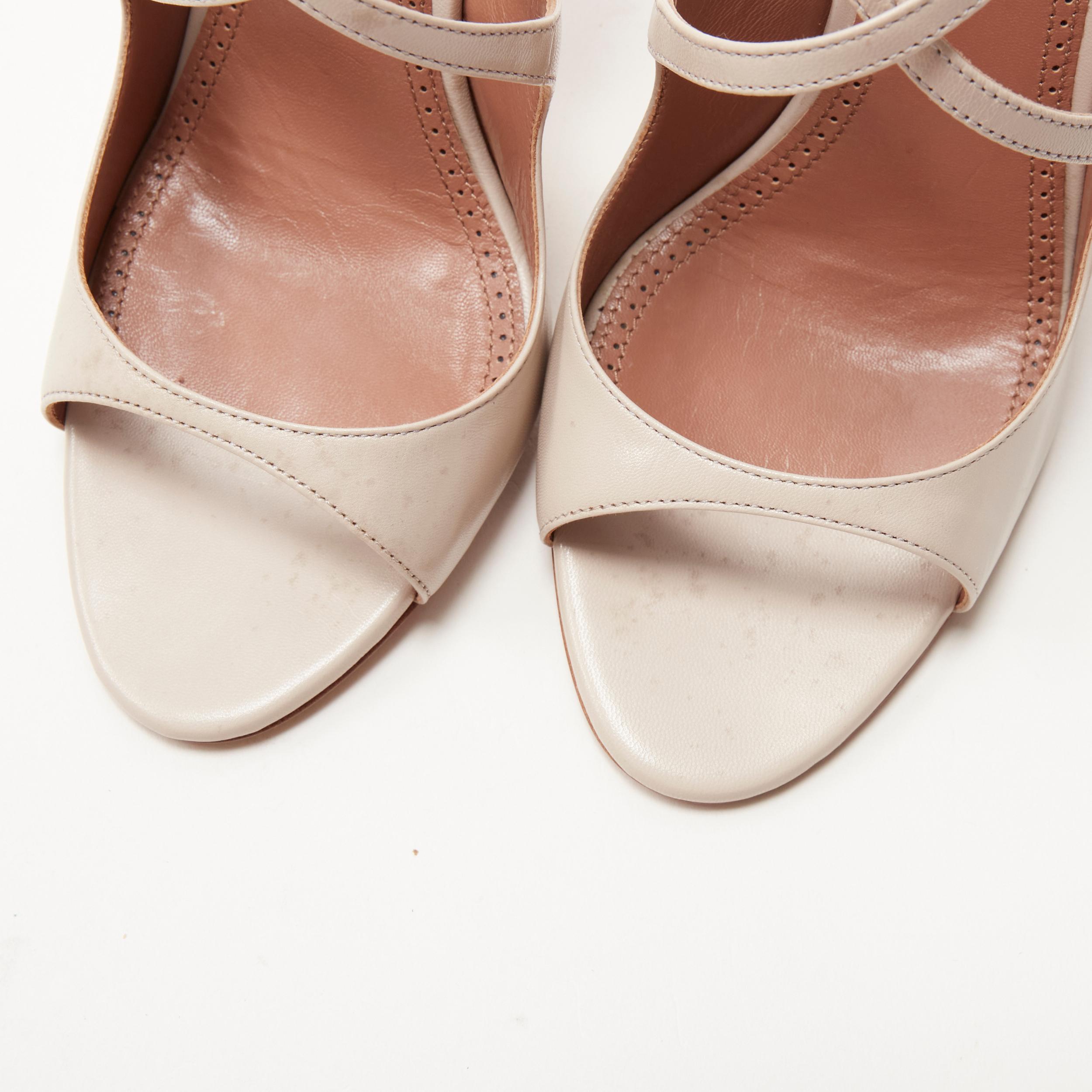 Women's ALAIA light grey leather open toe cross strap high heel sandals EU37 For Sale